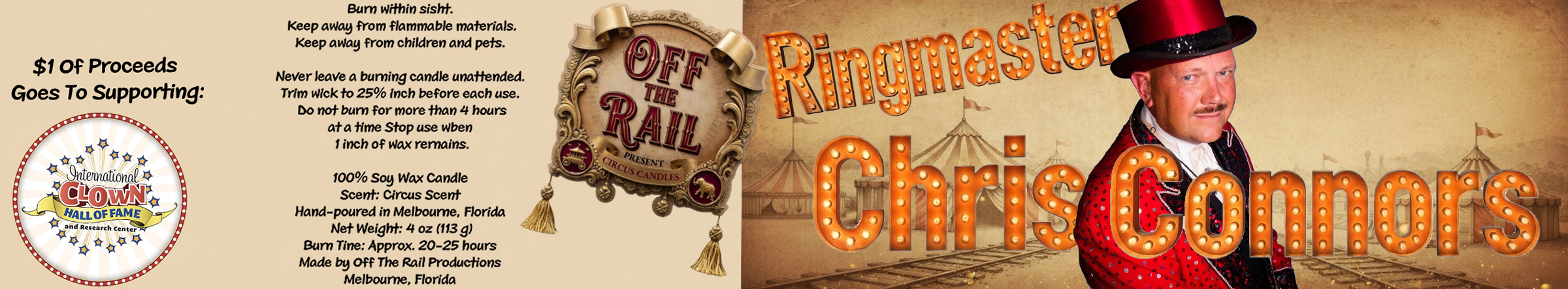 Circus Candles- Pre-order ships out May 31st-  RINGMASTER CHRIS CONNORS