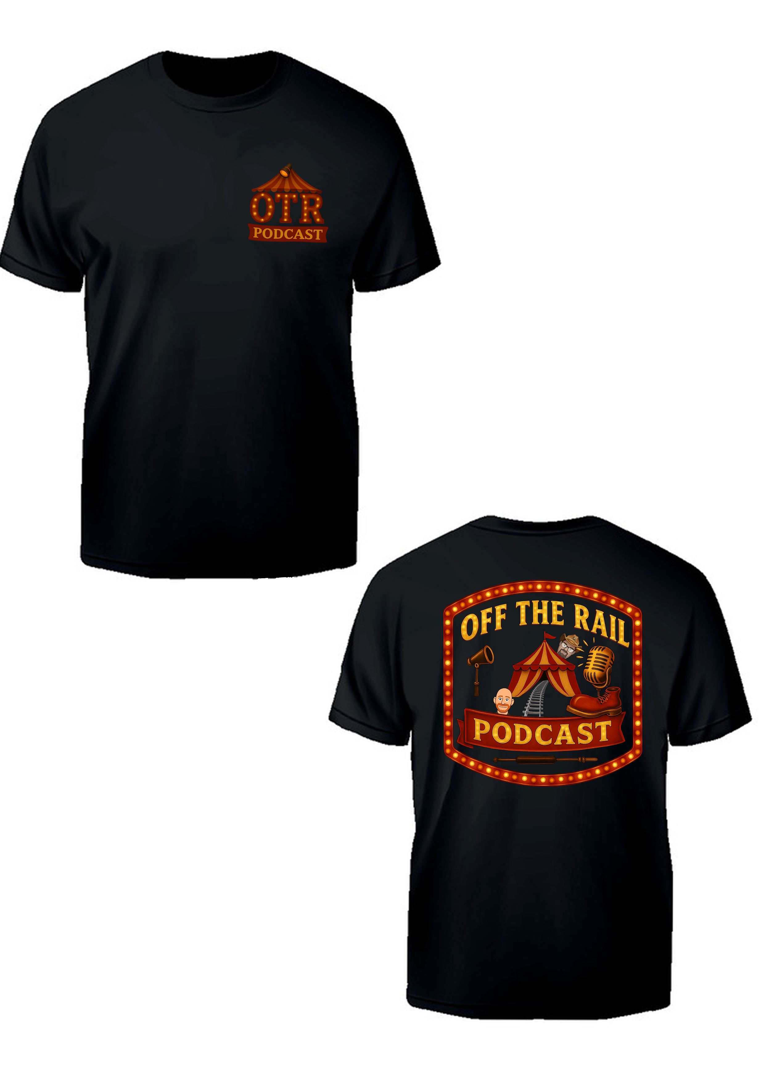PRE-ORDERED OFF THE RAIL PODCAST T SHIRT