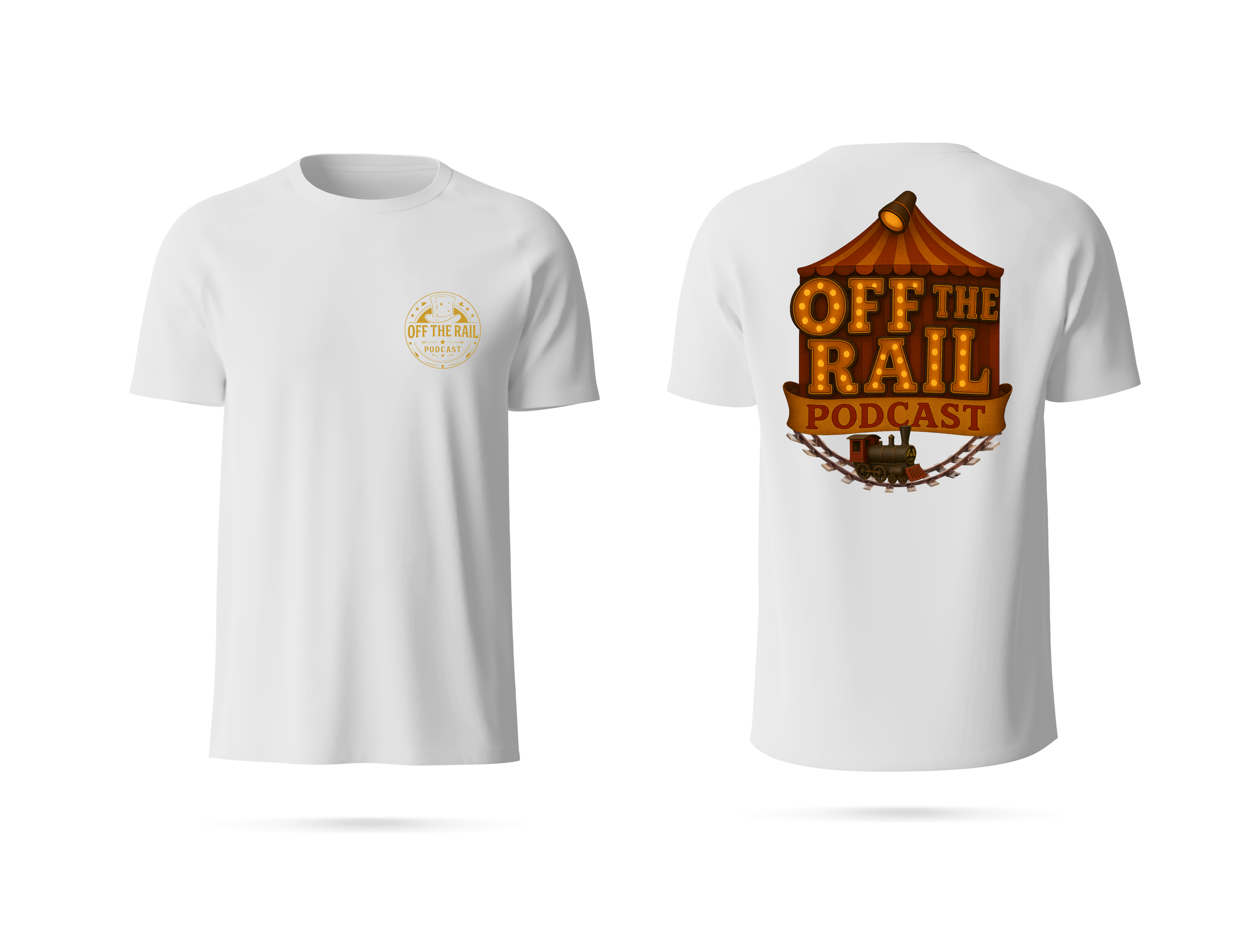 PRE-ORDERED OFF THE RAIL PODCAST T SHIRT